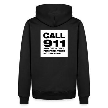 Nenne eins eins - Männer Premium Bio Hoodie - Schwarz - Hinten - Nico (187cm)