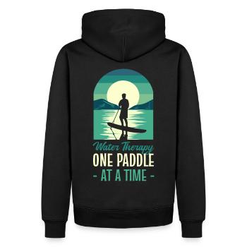 SUP Wassersport Paddelbrett Yoga Sup Pop - Männer Premium Bio Hoodie - Schwarz - Hinten - Nico (187cm)