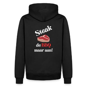 Steak le barbecue mais sur un t-shirt barbecue - Sweat à capuche Premium bio Homme - noir - Dos - Nico (187cm)