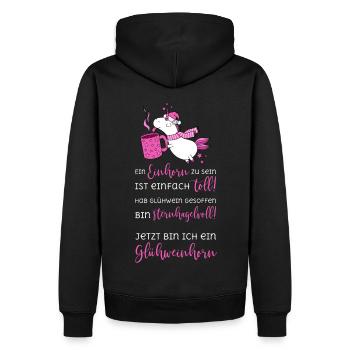 Einhorn Glühweinhorn sternhagelvoll toll Glühwein - Männer Premium Bio Hoodie - Schwarz - Hinten - Nico (187cm)