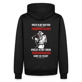 Feuerwehr feucht - Männer Premium Bio Hoodie - Schwarz - Hinten - Nico (187cm)