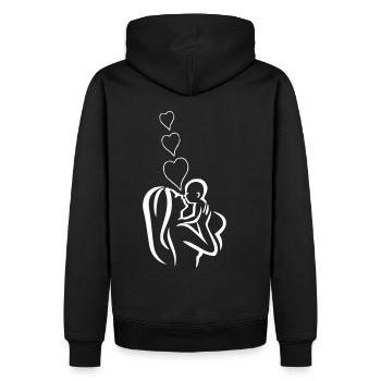 Mère avec bébé - Sweat à capuche Premium bio Homme - noir - Dos - Nico (187cm)