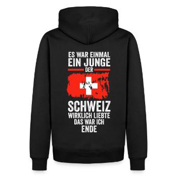 Schweiz Schweizer - Männer Premium Bio Hoodie - Schwarz - Hinten - Nico (187cm)