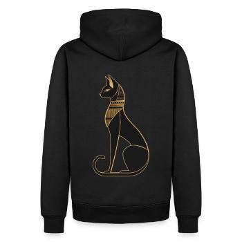 Chat égyptien - Sweat à capuche Premium bio Homme - noir - Dos - Nico (187cm)