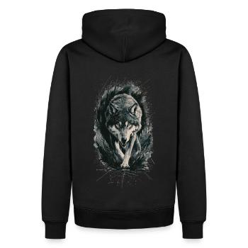 Loup dangereux – Nature sauvage et force - Sweat à capuche Premium bio Homme - noir - Dos - Nico (187cm)