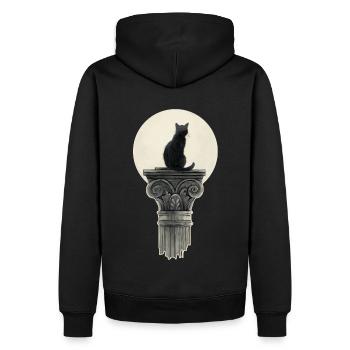 Schwarz Katze - Männer Premium Bio Hoodie - Schwarz - Hinten - Nico (187cm)
