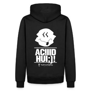 acid hui - Männer Premium Bio Hoodie - Schwarz - Hinten - Nico (187cm)