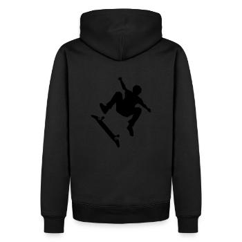 Skateboarder on skateboard - Männer Premium Bio Hoodie - Schwarz - Hinten - Nico (187cm)