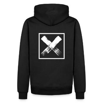 Brush Letter X Square-Grunge Rückendesign - Männer Premium Bio Hoodie - Schwarz - Hinten - Nico (187cm)