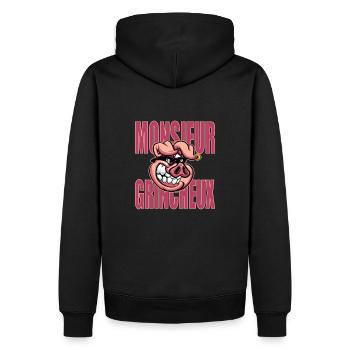 Current Mood Monsieur grincheux Grumpy original - Sweat à capuche Premium bio Homme - noir - Dos - Nico (187cm)