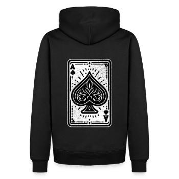 Carte As de pique - Sweat à capuche Premium bio Homme - noir - Dos - Nico (187cm)