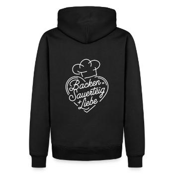 Brot Backen mit Sauerteig und Liebe - Männer Premium Bio Hoodie - Schwarz - Hinten - Nico (187cm)