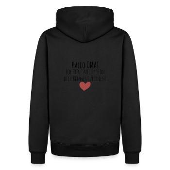Hallo Oma! Ich freue mich dich kennenzulernen! - Männer Premium Bio Hoodie - Schwarz - Hinten - Nico (187cm)
