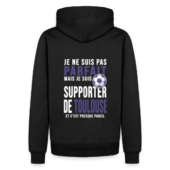 supporter football Toulouse humour club toulousain - Sweat à capuche Premium bio Homme - noir - Dos - Nico (187cm)