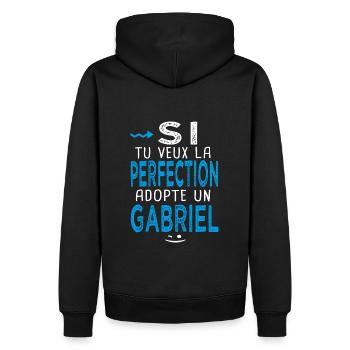 Gabriel Si tu veux la perfection adopte un gabriel - Sweat à capuche Premium bio Homme - noir - Dos - Nico (187cm)