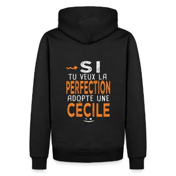 Cécile Si tu veux la perfection adopte une cecile - Sweat à capuche Premium bio Homme - noir - Dos - Nico (187cm)