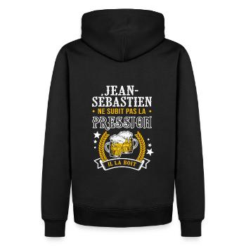 Jean-Sébastien bière cadeau Jean Sebastien fêtes - Sweat à capuche Premium bio Homme - noir - Dos - Nico (187cm)