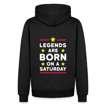 Legends are born on a Saturday (Linien, Sterne) - Männer Premium Bio Hoodie - Schwarz - Hinten - Nico (187cm)