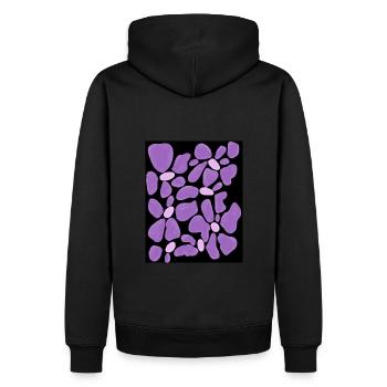 Lila Blume - Männer Premium Bio Hoodie - Schwarz - Hinten - Nico (187cm)