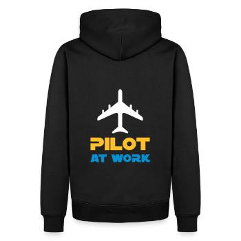 Pilot at work (Flugzeug) - Männer Premium Bio Hoodie - Schwarz - Hinten - Nico (187cm)