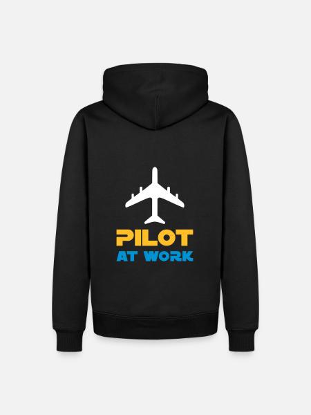 Pilot at work (Flugzeug) - Männer Premium Bio Hoodie - Schwarz