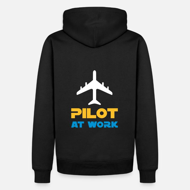 Pilot at work (Flugzeug) - Männer Premium Bio Hoodie - Schwarz