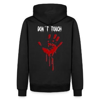 Don´t touch - Männer Premium Bio Hoodie - Schwarz - Hinten - Nico (187cm)