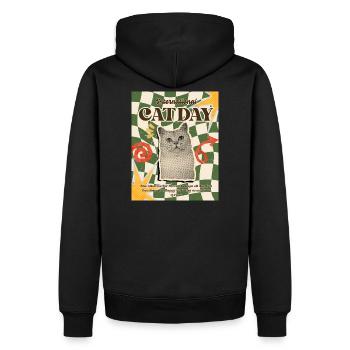 Internationaler Katzentag Retro-Druck - Männer Premium Bio Hoodie - Schwarz - Hinten - Nico (187cm)