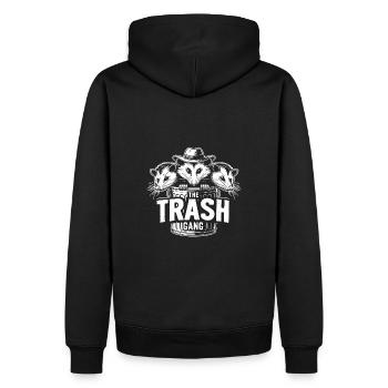 Trash gang three possums look out of the garbage can - Men’s Premium Organic Hoodie - black - Back - Nico (187cm)