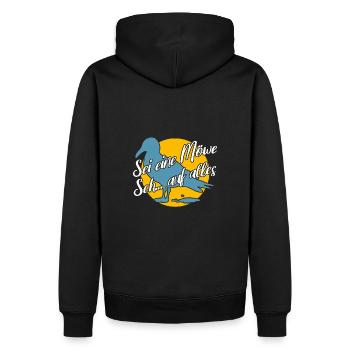Sei eine Möwe scheiss auf alles. Möwensilhouette - Männer Premium Bio Hoodie - Schwarz - Hinten - Nico (187cm)
