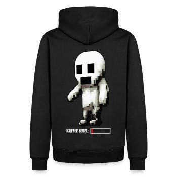 Kaffee Level Geist - hell - Männer Premium Bio Hoodie - Schwarz - Hinten - Nico (187cm)