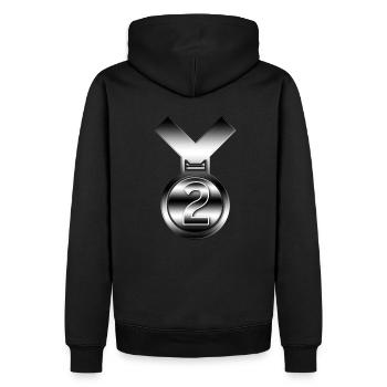Silber 2. Auszeichnung für jede Leistung - Männer Premium Bio Hoodie - Schwarz - Hinten - Nico (187cm)