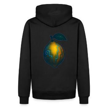 Citron Cyberpunk Design | Chemise Glowing Fruit - Sweat à capuche Premium bio Homme - noir - Dos - Nico (187cm)