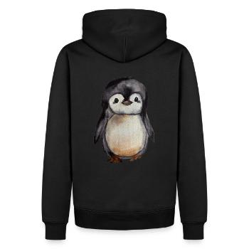 Petit pingouin aquarelle mignon peint à la main - Sweat à capuche Premium bio Homme - noir - Dos - Nico (187cm)