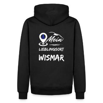 Wismar mein Lieblingsort-Hansestadt Wismar-Möwe - Männer Premium Bio Hoodie - Schwarz - Hinten - Nico (187cm)