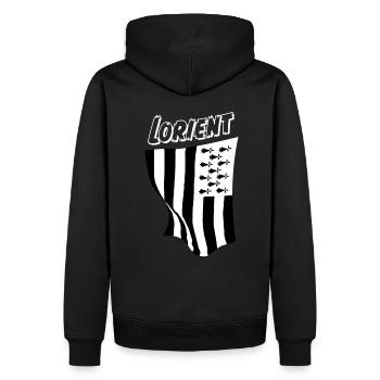 Lorient T-Shirt Geschenk - Männer Premium Bio Hoodie - Schwarz - Hinten - Nico (187cm)