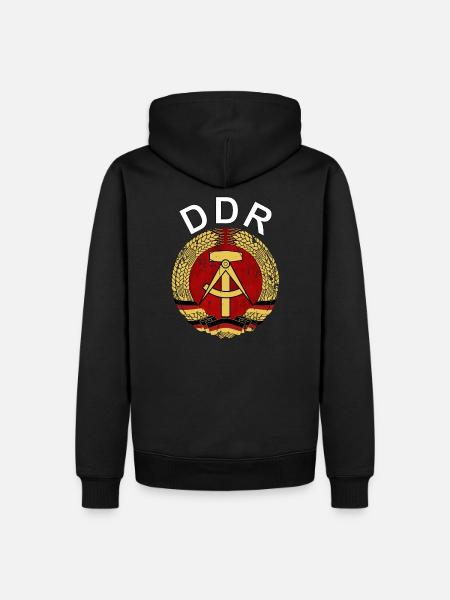 DDR Logo Retro - Männer Premium Bio Hoodie - Schwarz