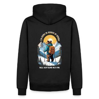 L’ours cherche le printemps - Sweat à capuche Premium bio Homme - noir - Dos - Nico (187cm)