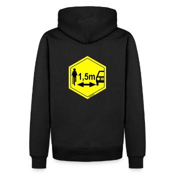 Distance de sécurité 1,5 mètres - Sweat à capuche Premium bio Homme - noir - Dos - Nico (187cm)