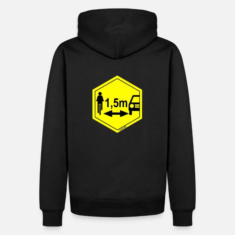 Sicherheitsabstand 1,5 Meter - Männer Premium Bio Hoodie - Schwarz