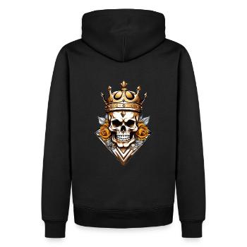 Crâne, avec couronne - Sweat à capuche Premium bio Homme - noir - Dos - Nico (187cm)