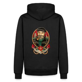 SEE KAPITÄN TÄTOWIERUNG - Männer Premium Bio Hoodie - Schwarz - Hinten - Nico (187cm)