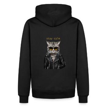 bleib locker - Männer Premium Bio Hoodie - Schwarz - Hinten - Nico (187cm)