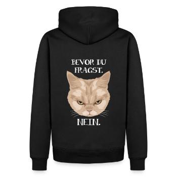 Grumpy Cat - Bevor du fragst_Nein (Katze) - Männer Premium Bio Hoodie - Schwarz - Hinten - Nico (187cm)