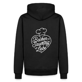Brot Backen mit Sauerteig und Liebe - Männer Premium Bio Hoodie - Schwarz - Hinten - Nico (187cm)