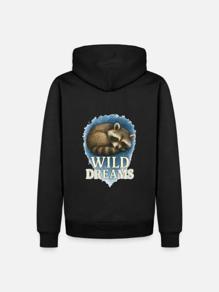 Wild Dreams – Schlafender Waschbär Aquarell - Herre Premium økologisk hoodie - sort