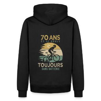 70 ans cadeau vélo 70 anniversaire velo - Sweat à capuche Premium bio Homme - noir - Dos - Nico (187cm)