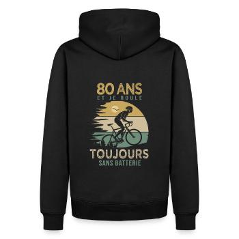 80 ans cadeau vélo 80 anniversaire velo - Sweat à capuche Premium bio Homme - noir - Dos - Nico (187cm)