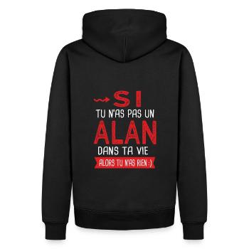 Alan Si tu n as pas un alan Cadeau humour - Sweat à capuche Premium bio Homme - noir - Dos - Nico (187cm)