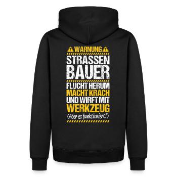 Straßenbauer Straßenbau Asphaltbauer Warnung - Männer Premium Bio Hoodie - Schwarz - Hinten - Nico (187cm)